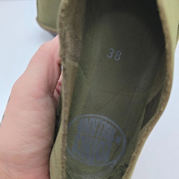 Loints of Holland | minimalist olive green leather slip-on flats shoes | WMS 7 - Picture 7 of 11